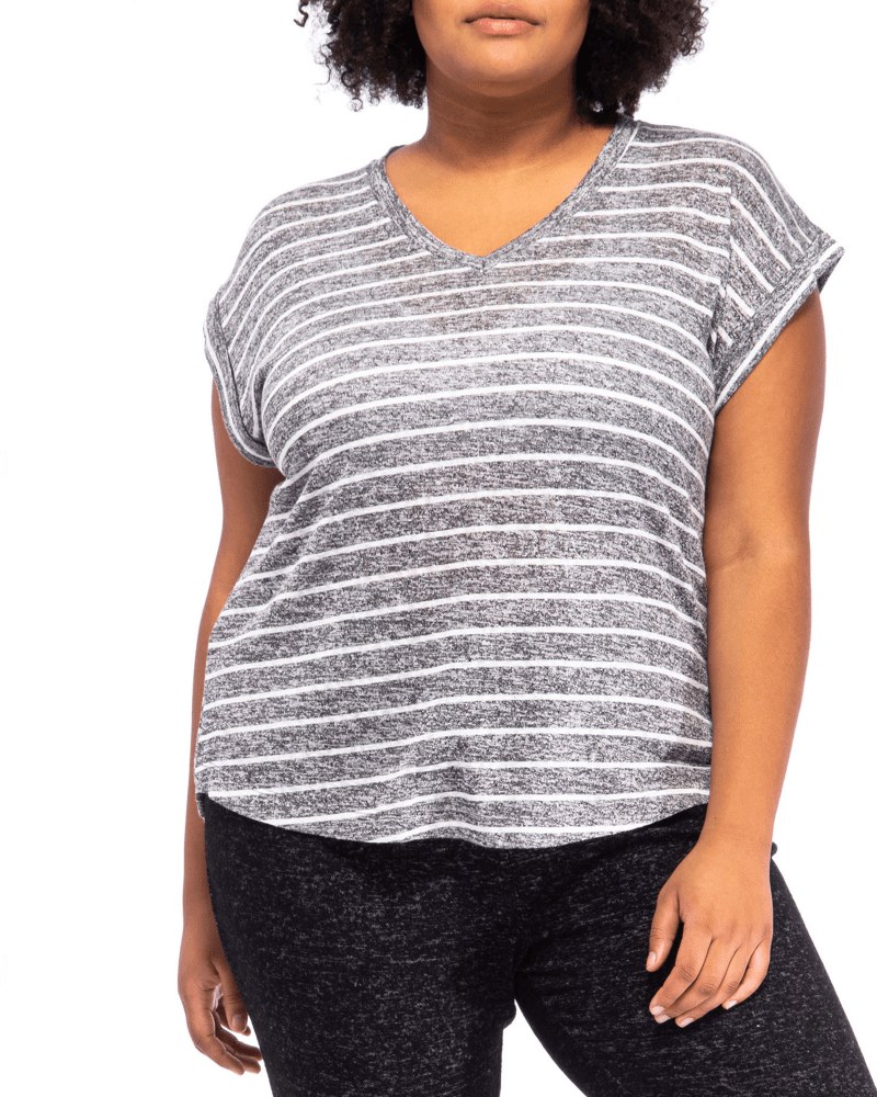 Plus size model wearing Jayla Striped Top by BOBEAU | Dia&Co | dia_product_style_image_id:189075